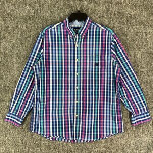 Chaps Shirt Men Extra Large Stretch Easy Care Check Button-Front Business Casual
